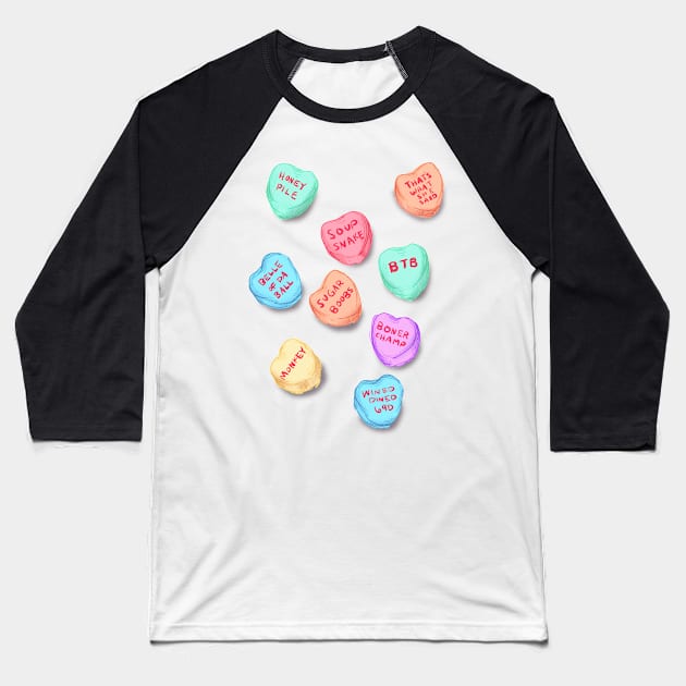 Office Convo Hearts Baseball T-Shirt by LVBart